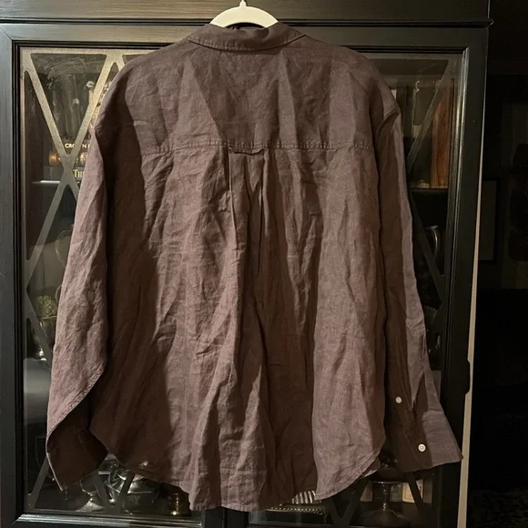Baird McNutt Irish Linen for J. Crew dark brown shirt - Picture 6 of 7